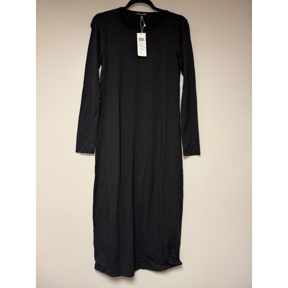 EILEEN FISHER Black Jewel Neck Slim‎ Dress XXS TTP 198 MSRP